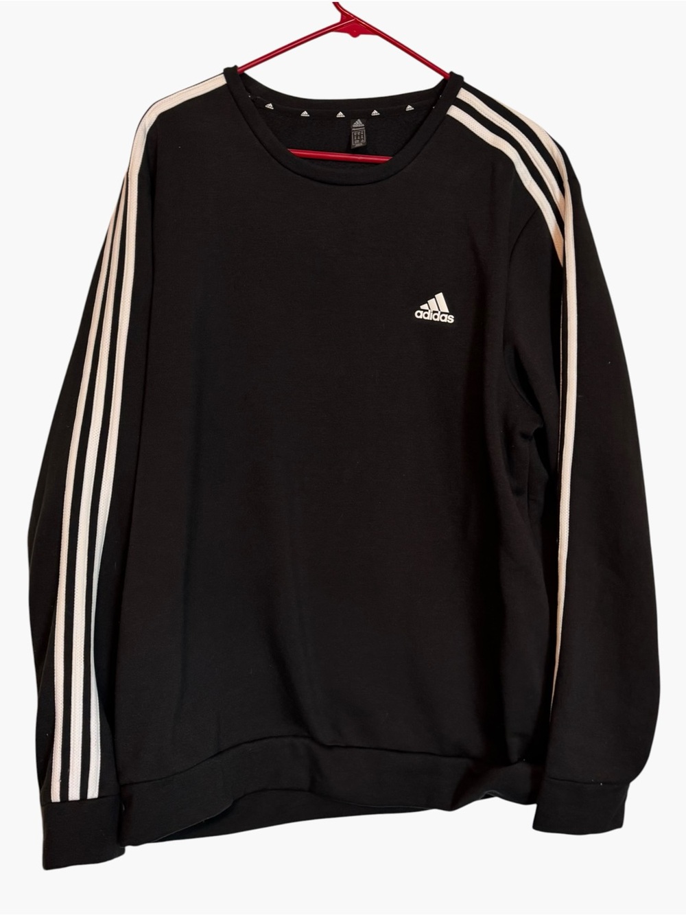 adidas Black Crewneck Sweatshirt with White Shoulder Stripes